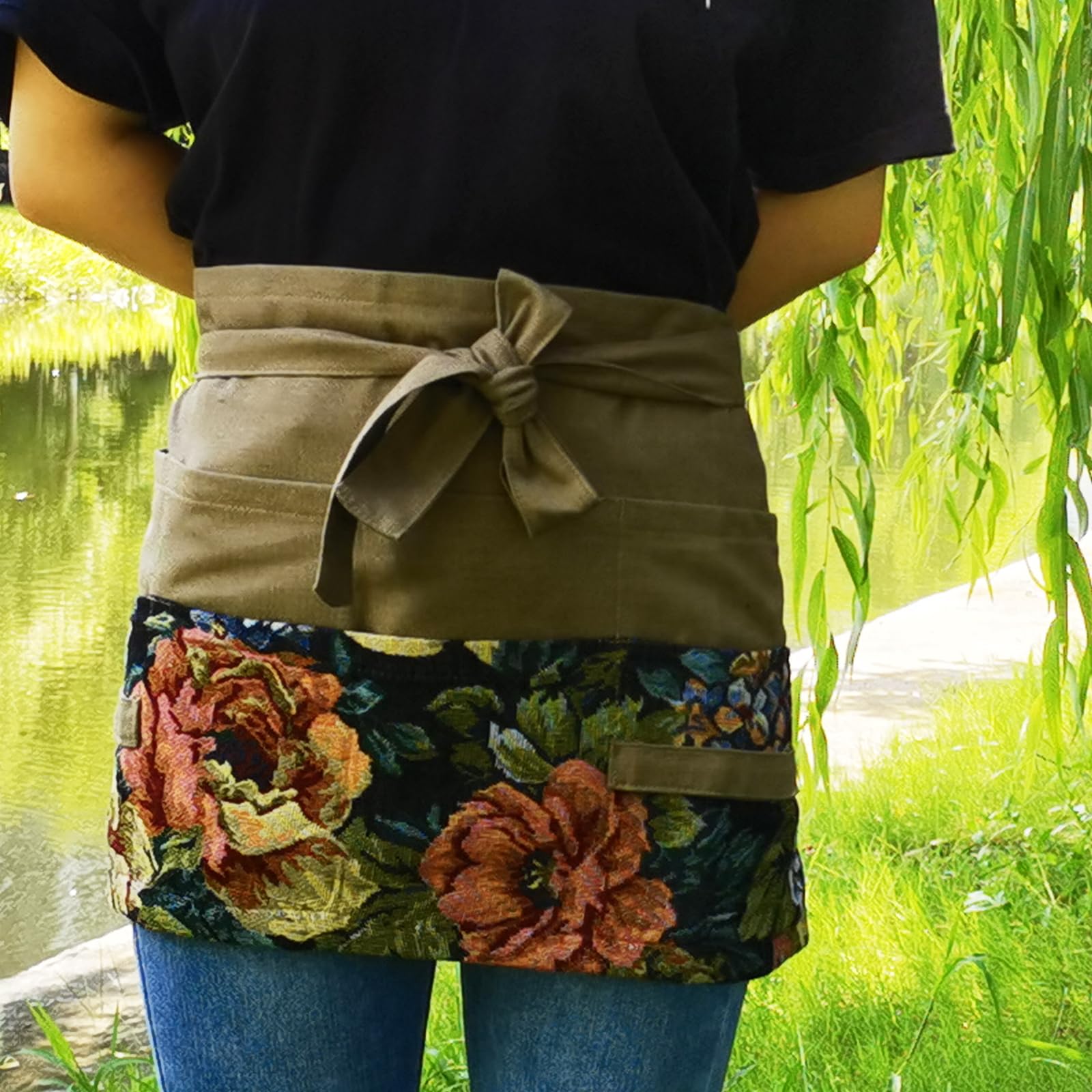 MILCIL close-up of floral pocket fabric showing durable material and stitched compartments