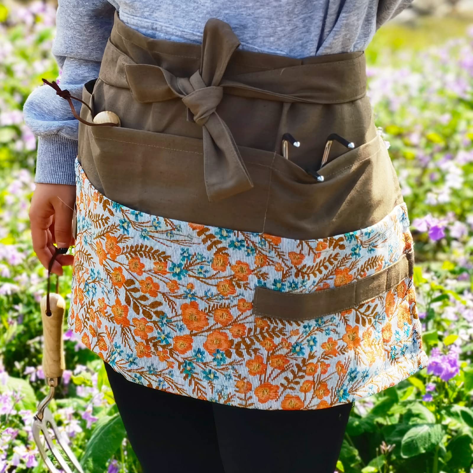 MILCIL floral pocket close-up highlighting reinforced stitching and readable pockets