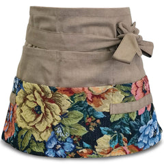 MILCIL front view of half apron showing pockets and floral panel for organized gardening