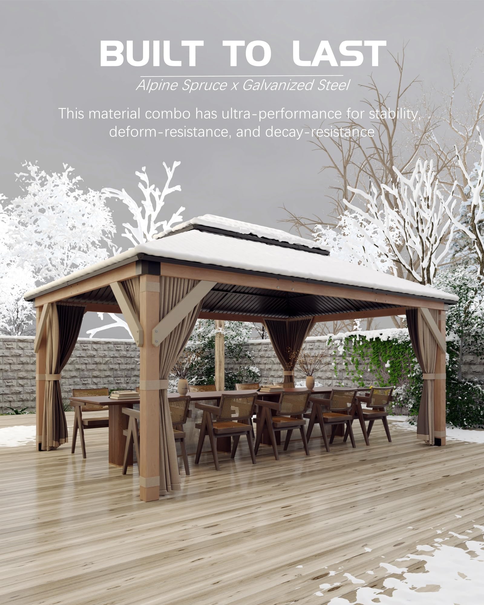 MilleLoom gazebo installed on deck showing integration with outdoor living