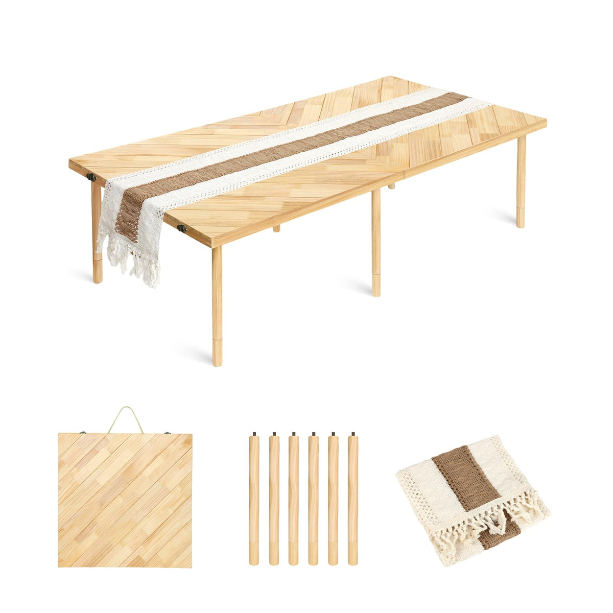 Milostelom front view showing folded tabletop for easy transport and storage
