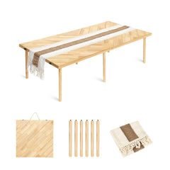 Milostelom front view showing folded tabletop for easy transport and storage