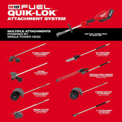 Milwaukee attachment in use trimming a lawn for efficient cutting benefit