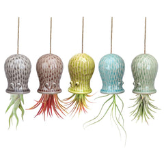 Mimeela octopus front view showing colorful ceramic holder and hanging string, charming decor