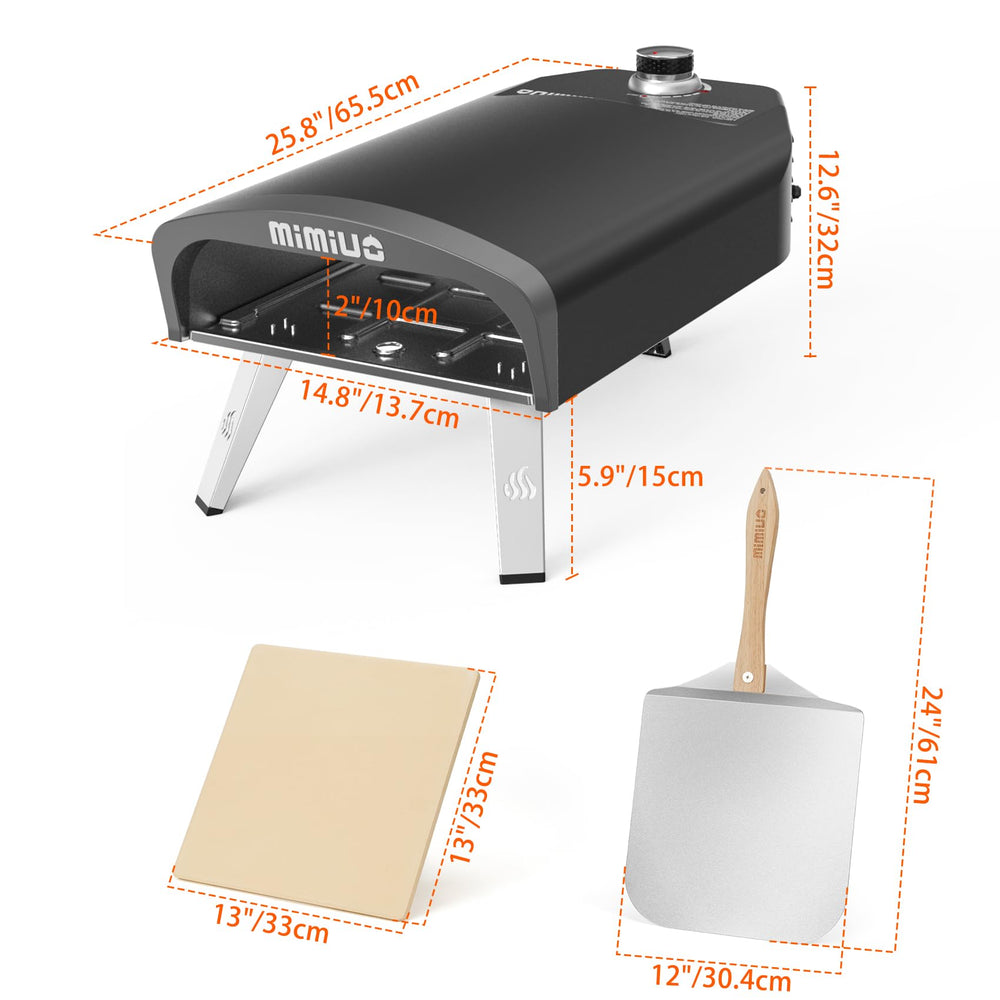 Mimiuo oven open with 13-inch cordierite stone ready for pizza delivering even heat