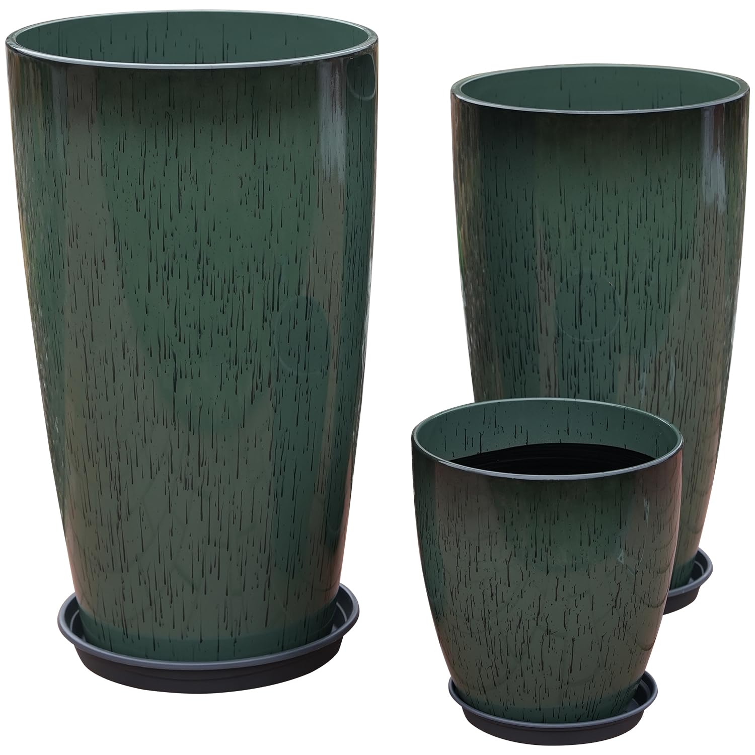 MinCHI257 front view showing three green gradient planters and elegant display