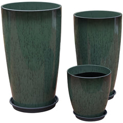 MinCHI257 front view showing three green gradient planters and elegant display