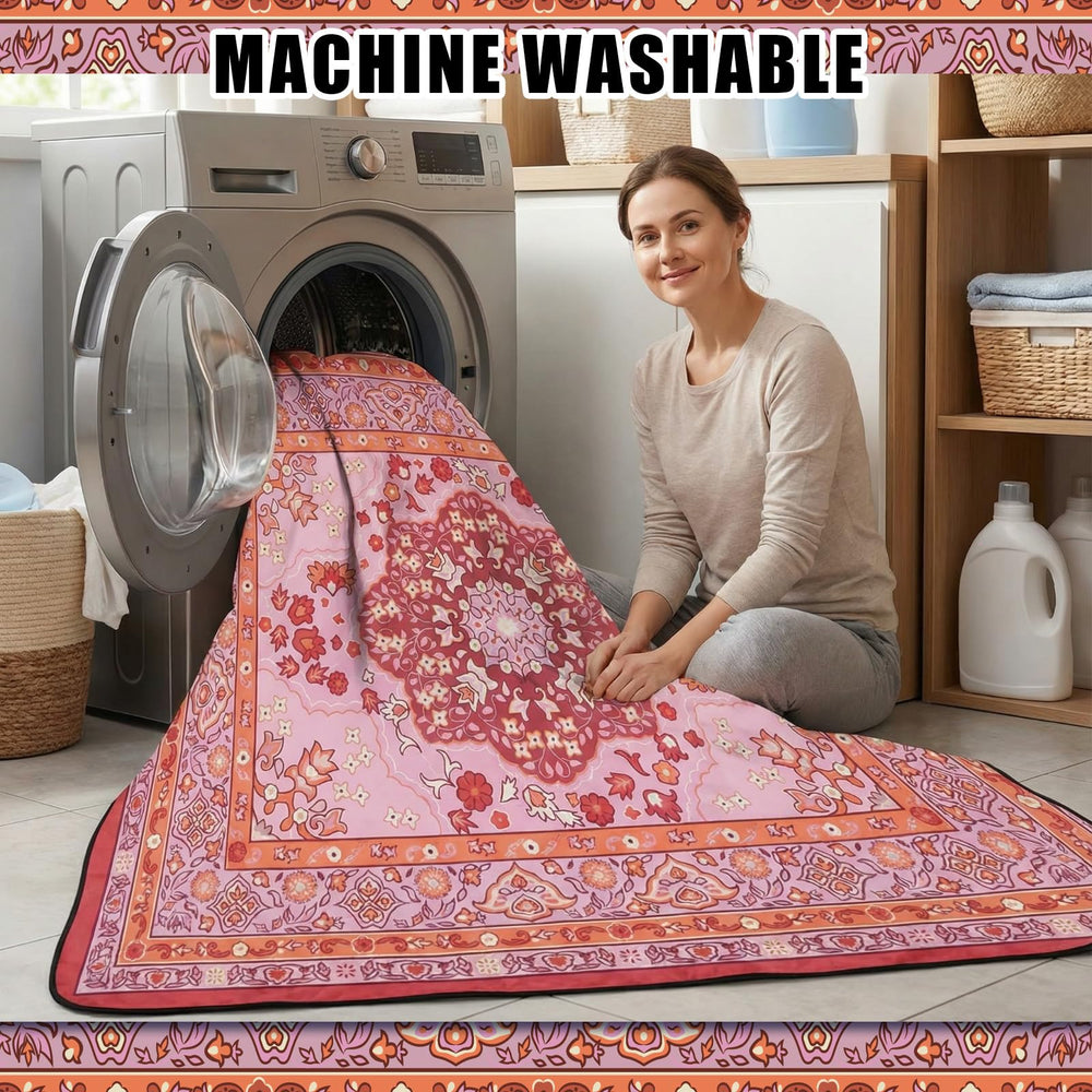 Mindsoft blanket in use on beach with family showing spacious outdoor gathering benefit