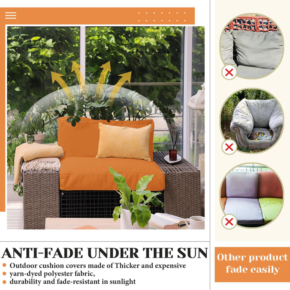 Mindsoft cushion cover in use on patio demonstrates weather-ready seating