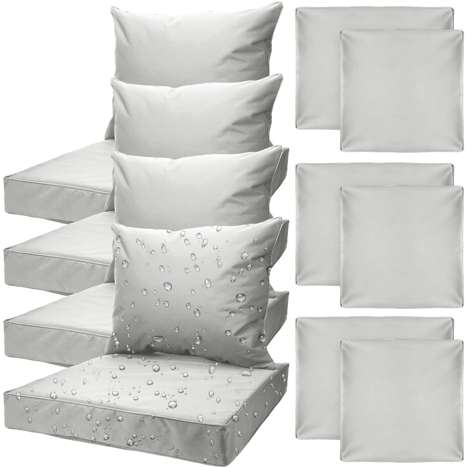 Mindsoft front view of four silver gray cushion covers showing neat fit and modern look