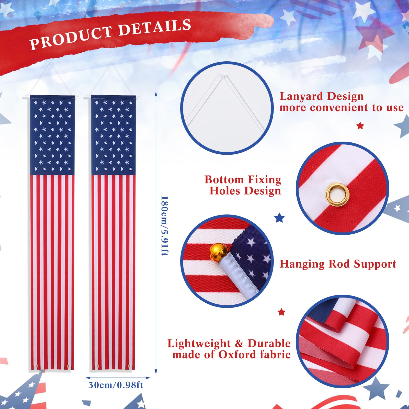 Mindsoft hanging flag banners detail with ropes and bottom rings for stability