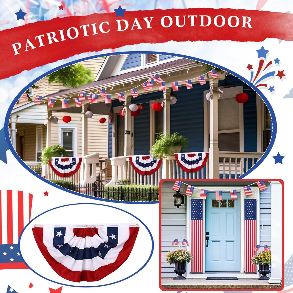 Mindsoft pennant string banner stretched across porch for festive impact