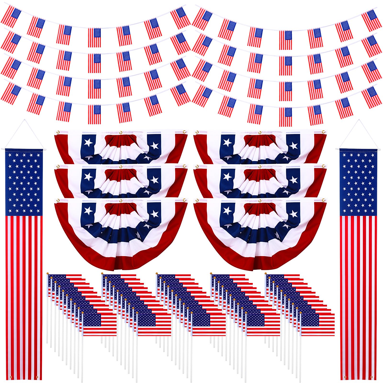 Mindsoft pleated fan flag front view showing bold colors and easy hanging