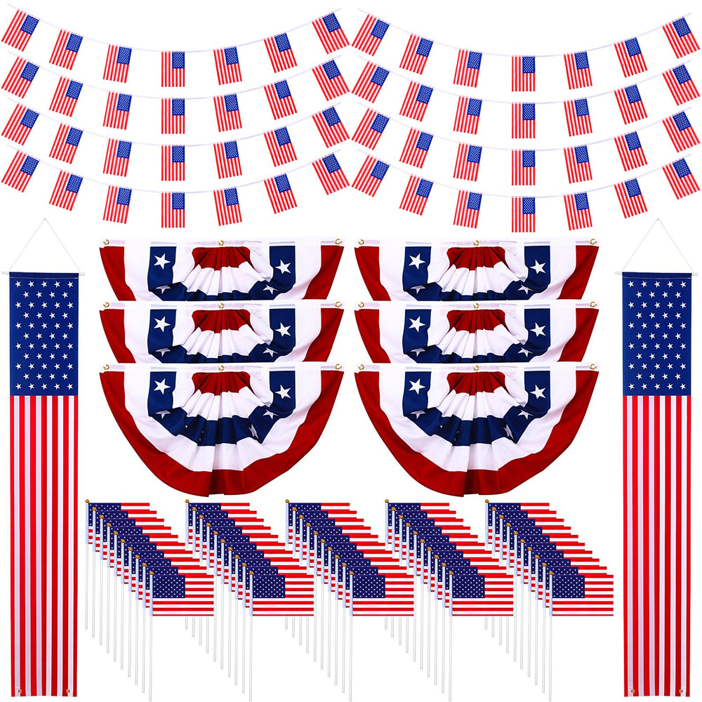 Mindsoft pleated fan flag front view showing bold colors and easy hanging