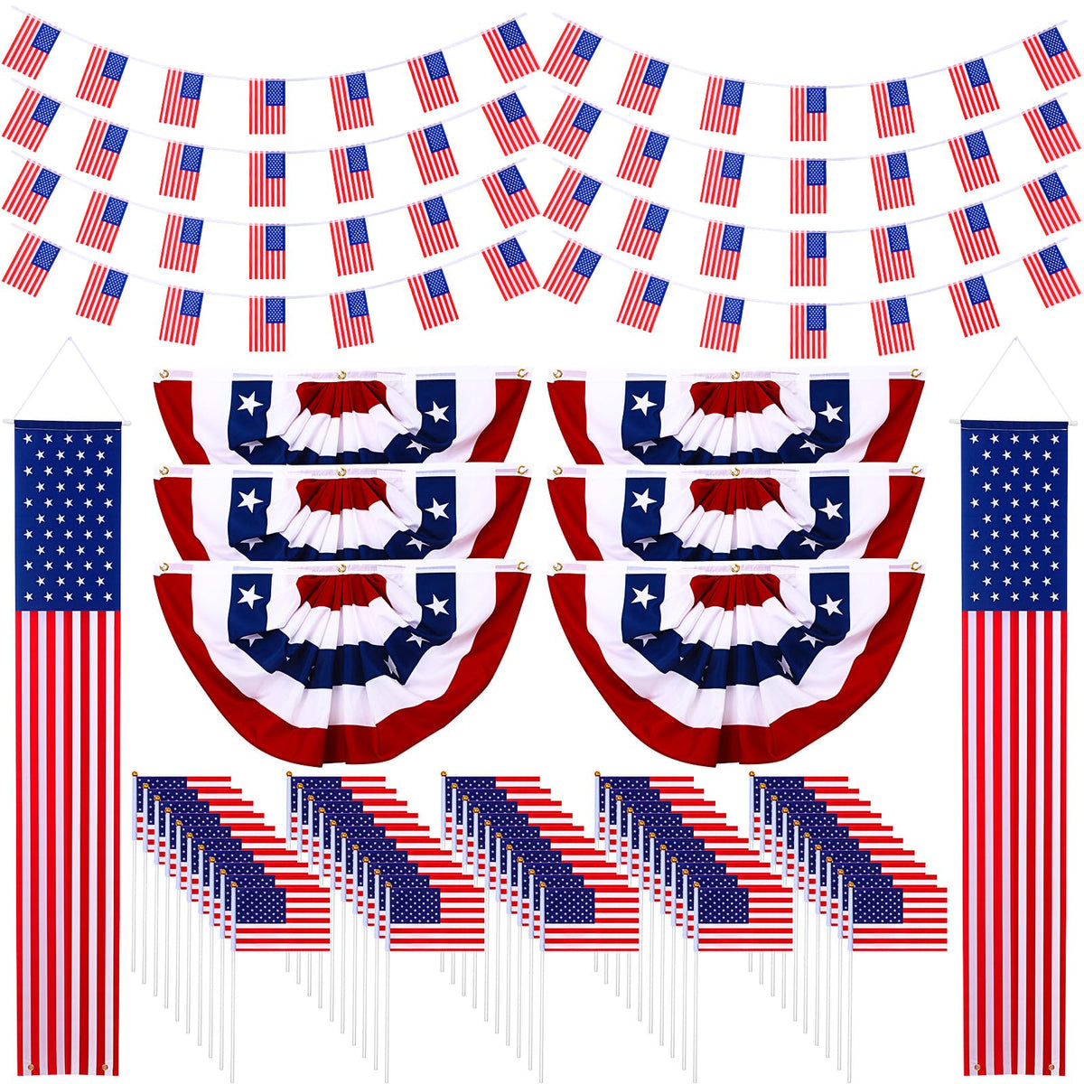 Mindsoft pleated fan flag front view showing bold colors and easy hanging