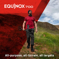 MINELAB EQX 11" double-D coil close-up illustrating waterproof coil design and sensitivity