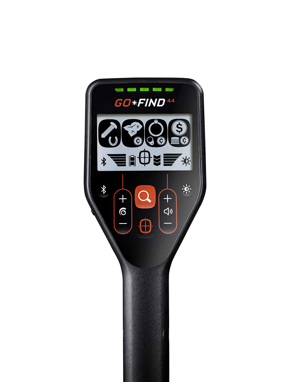 MINELAB GO-FIND 44 10-inch coil close-up showing waterproof design benefit