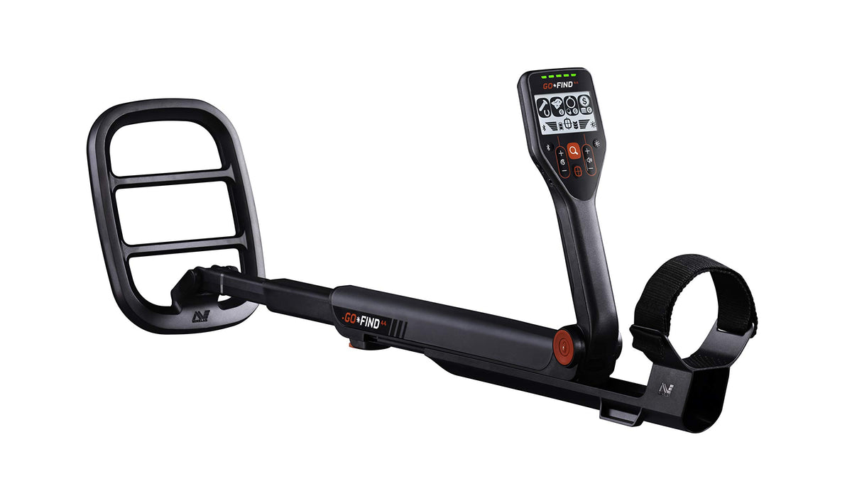 MINELAB GO-FIND 44 front profile showing lightweight frame and easy grip benefit