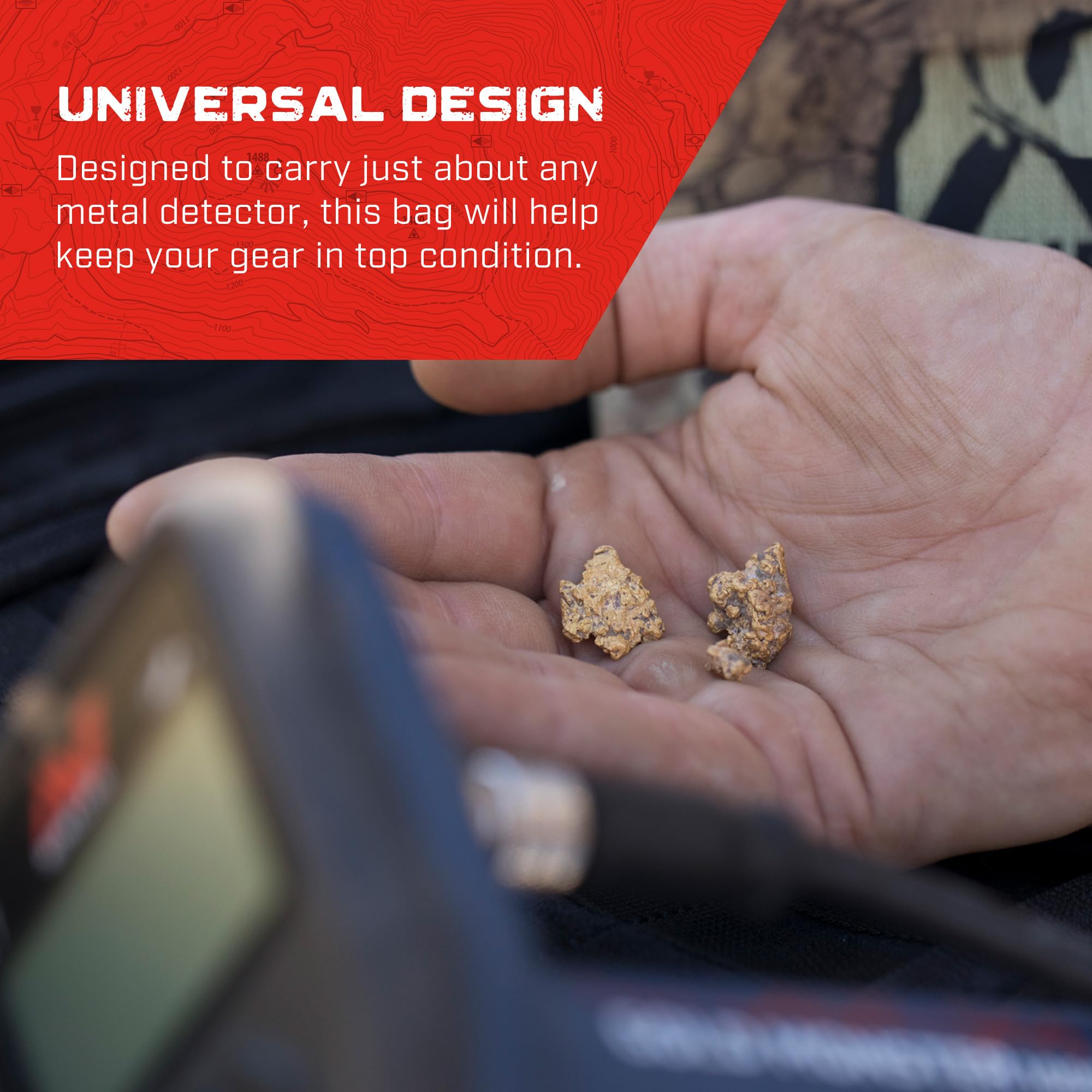 MINELAB bag in use with detector inside highlighting easy transport and field readiness