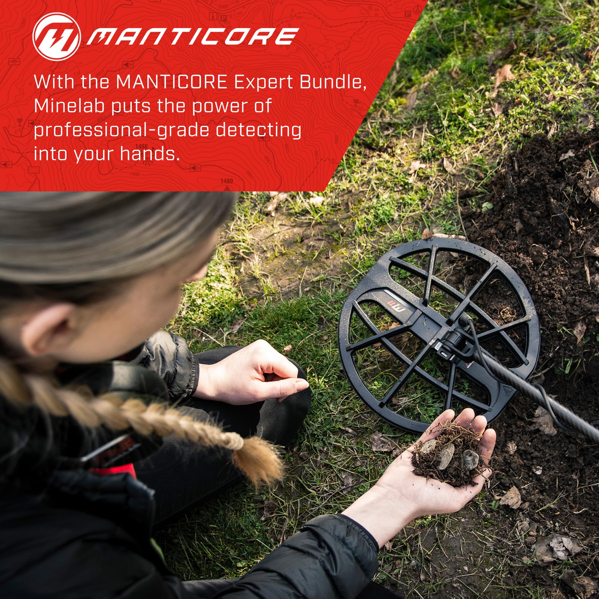 MINELAB close-up of 11-inch double-D coil showing improved depth detection