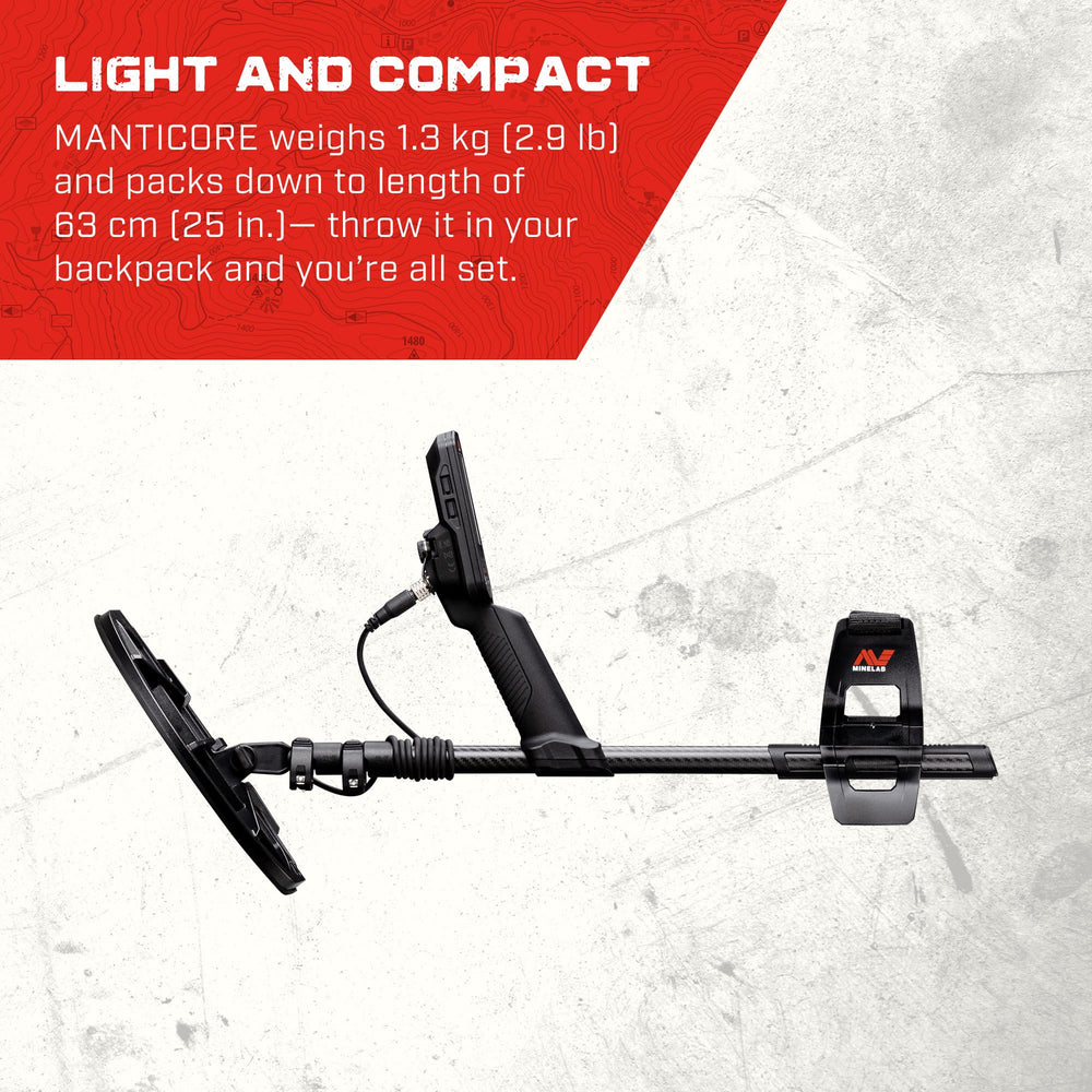 MINELAB MANTICORE in-use on beach sand, brand comfort and performance for coastal hunts