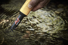 MINELAB close-up of probe tip and LED flashlight detail, aiding precise target recovery