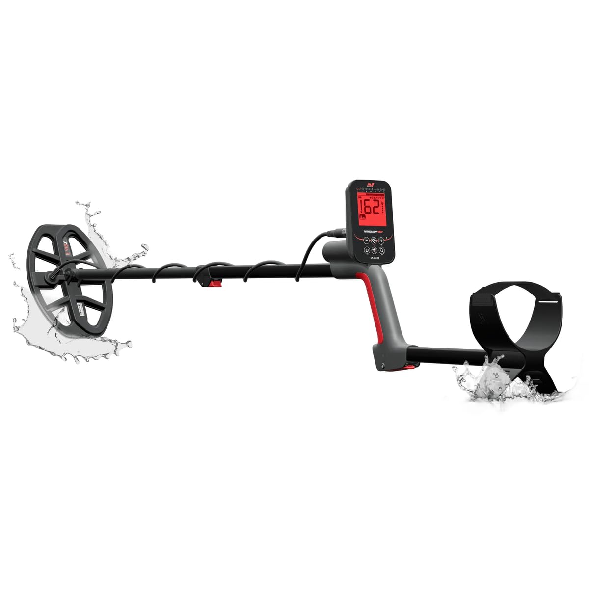 MINELAB V10X coil close-up highlighting coil construction and improved target separation