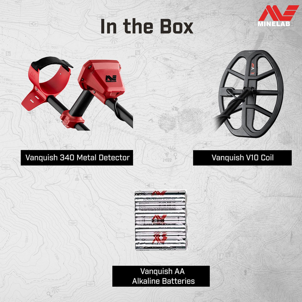MINELAB Vanquish 340 packed in a backpack ready for field detecting and easy transport