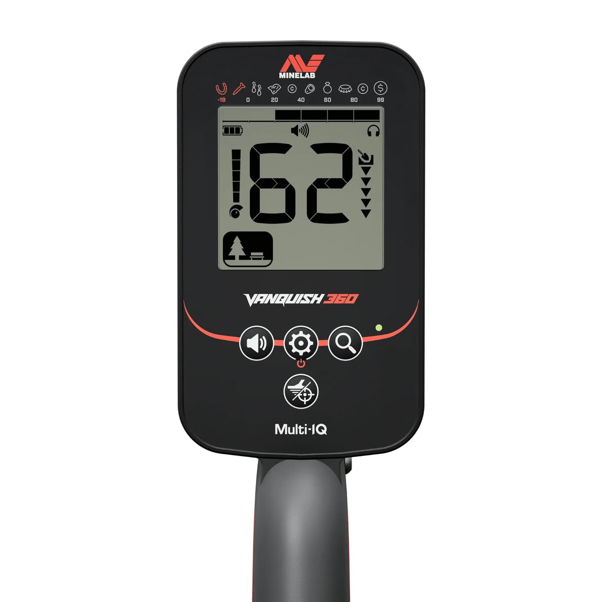 MINELAB Vanquish 360 side profile emphasizing lightweight 2.6 lb construction