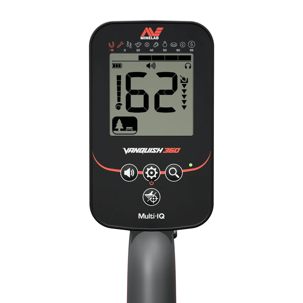 MINELAB Vanquish 360 side profile emphasizing lightweight 2.6 lb construction