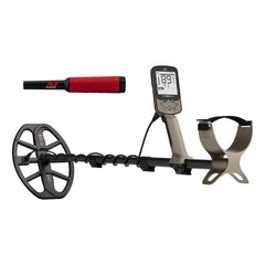 MINELAB X-Terra Elite front control panel showing display and ergonomic benefit