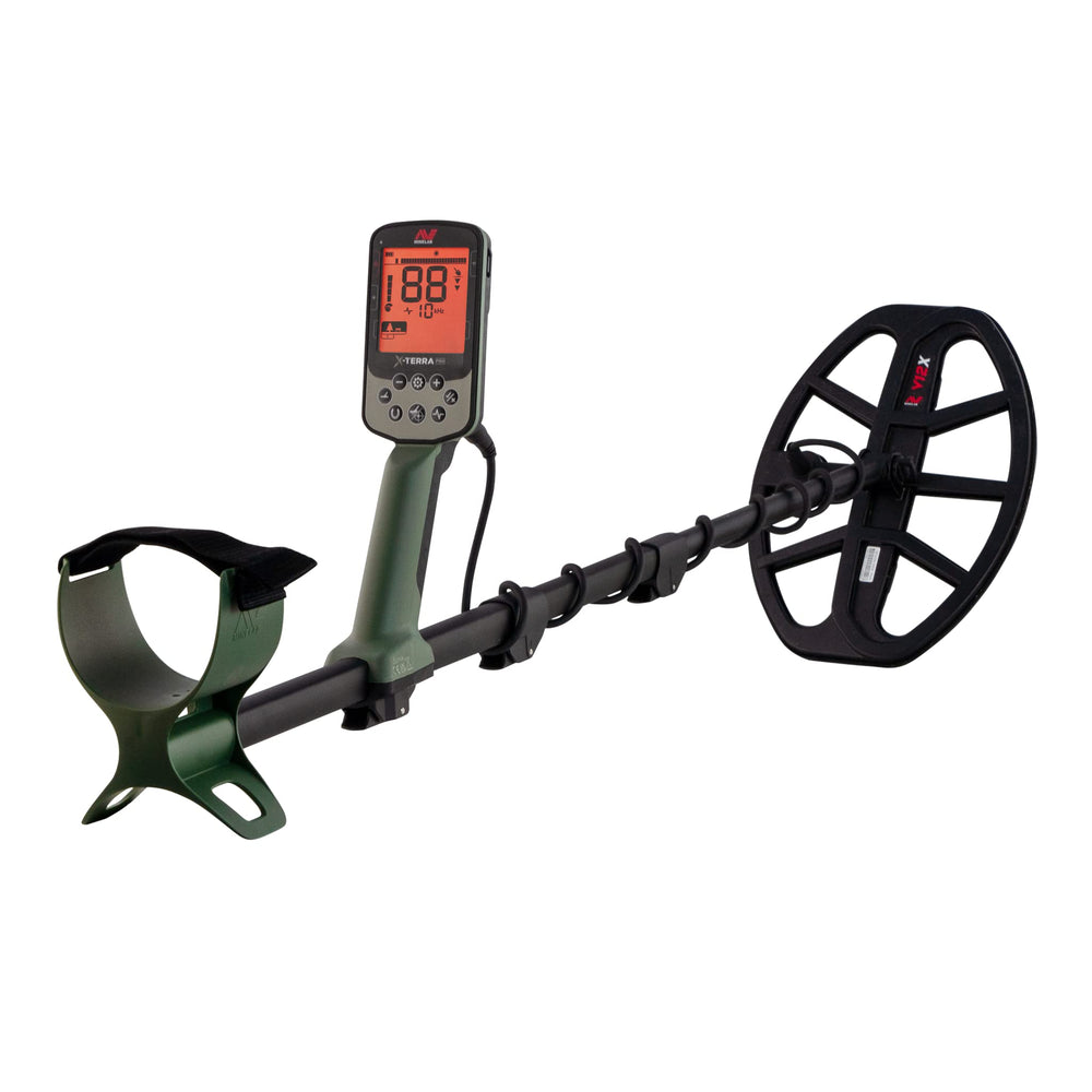 MINELAB X-Terra PRO control pod front view showing controls and quick-access benefits