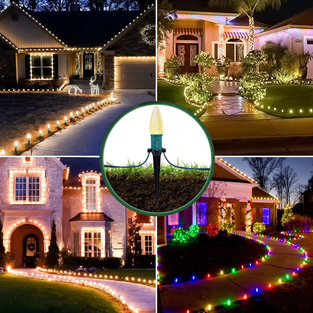 Minetom stakes lined along a pathway creating an even illuminated edge