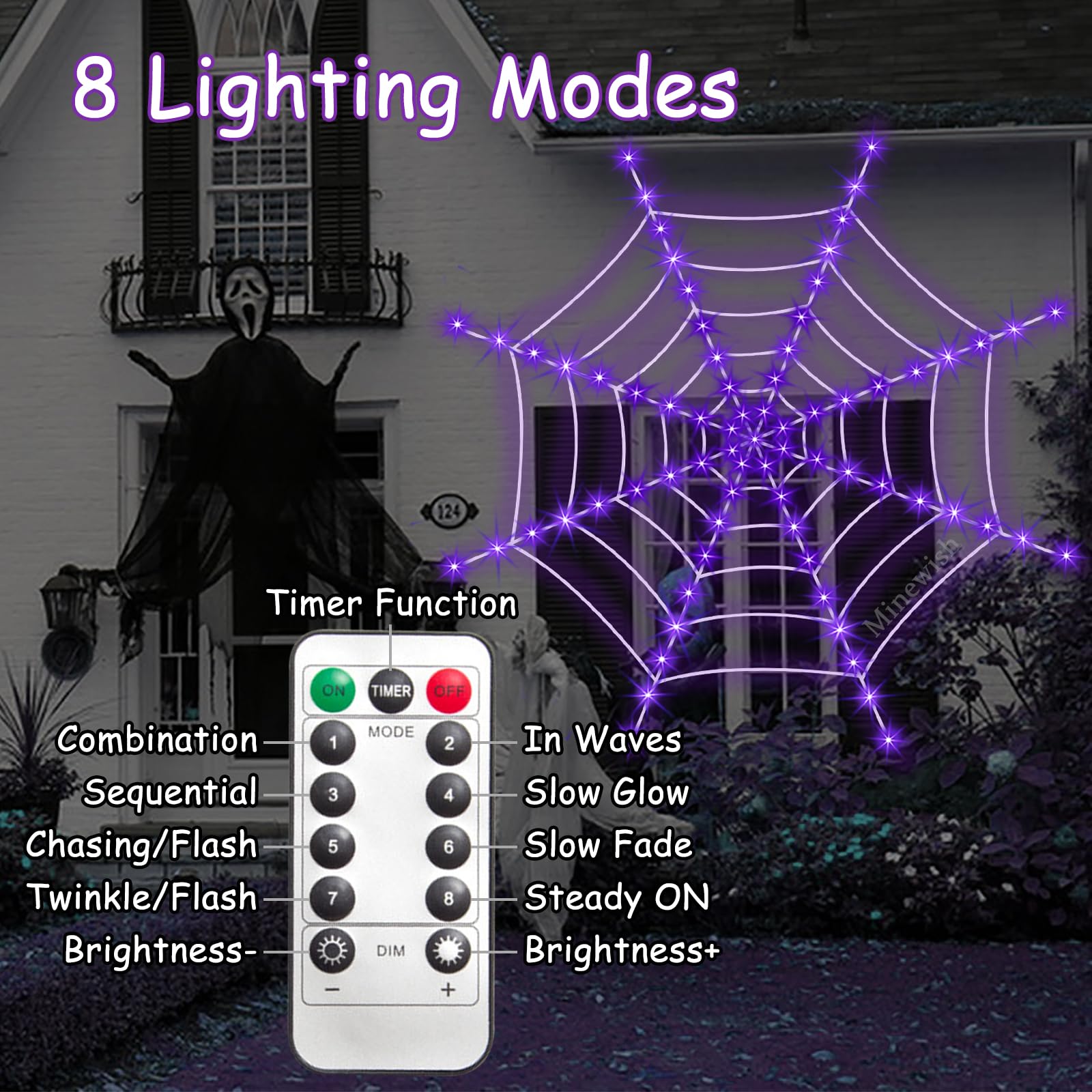 Minewish close-up showing purple LEDs and rope detail for vibrant glow