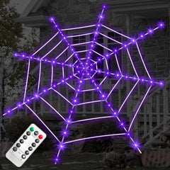 Minewish front view of 12ft spider web creating bold Halloween focal point
