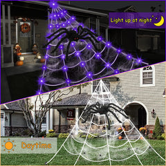 Minewish stretch cobweb with 22 small spiders showing texture and layered realism