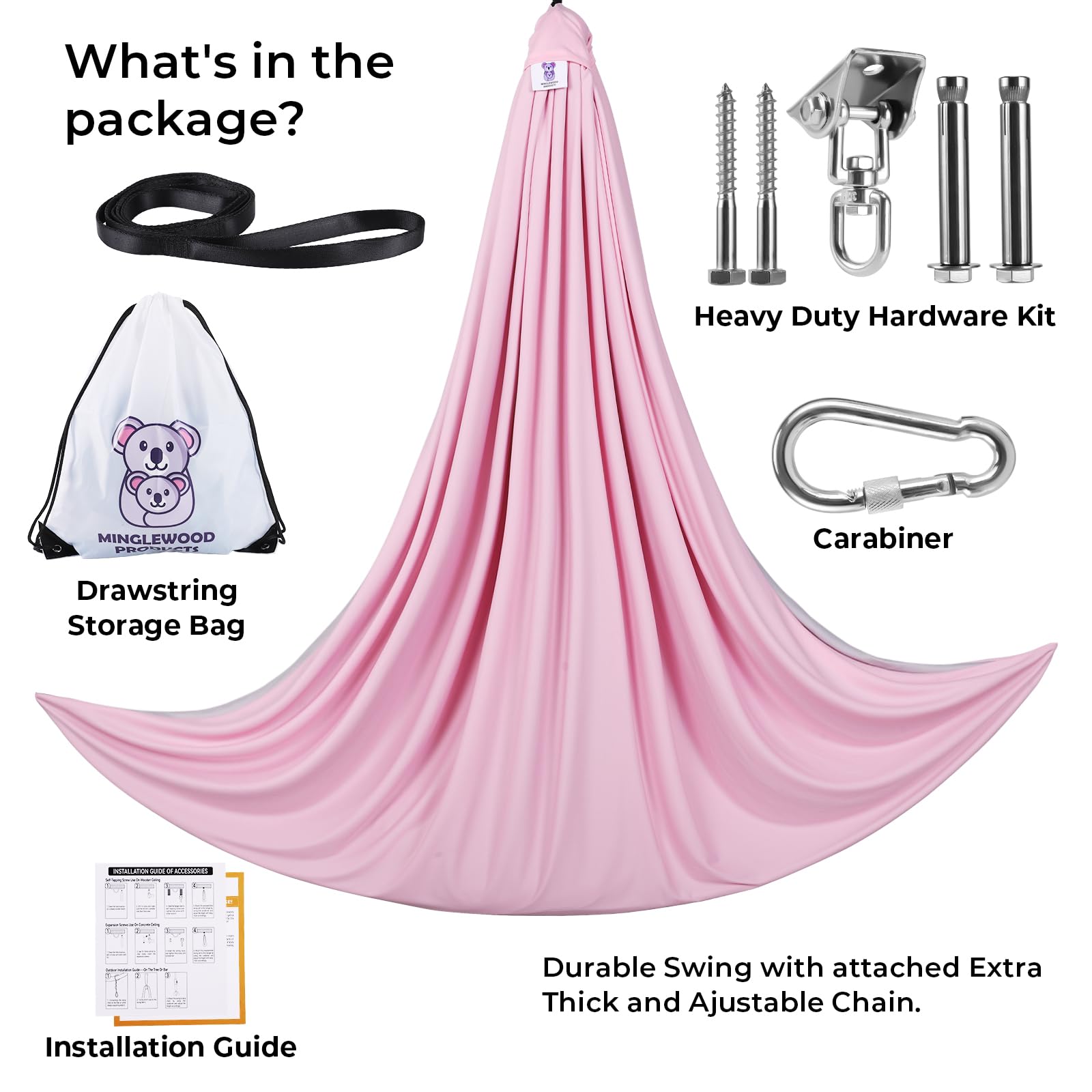Minglewood 360-degree swivel and hanging hardware showing smooth motion benefit