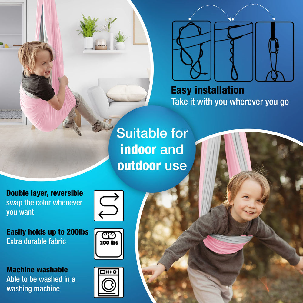Minglewood child reading in swing illustrating calming focus benefit