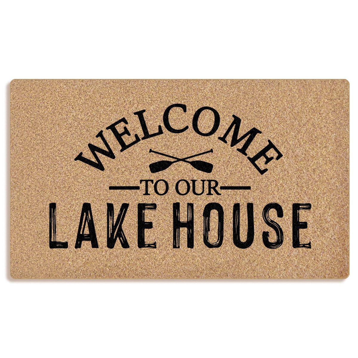 Mingnei front view welcome mat showing lake design and curb appeal