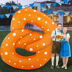 MiniInflat front view of 6 ft pretzel showing festive shape and LED visibility