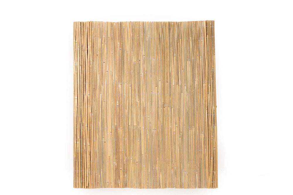 Mininfa front view of bamboo roll showing polished slats and privacy benefit