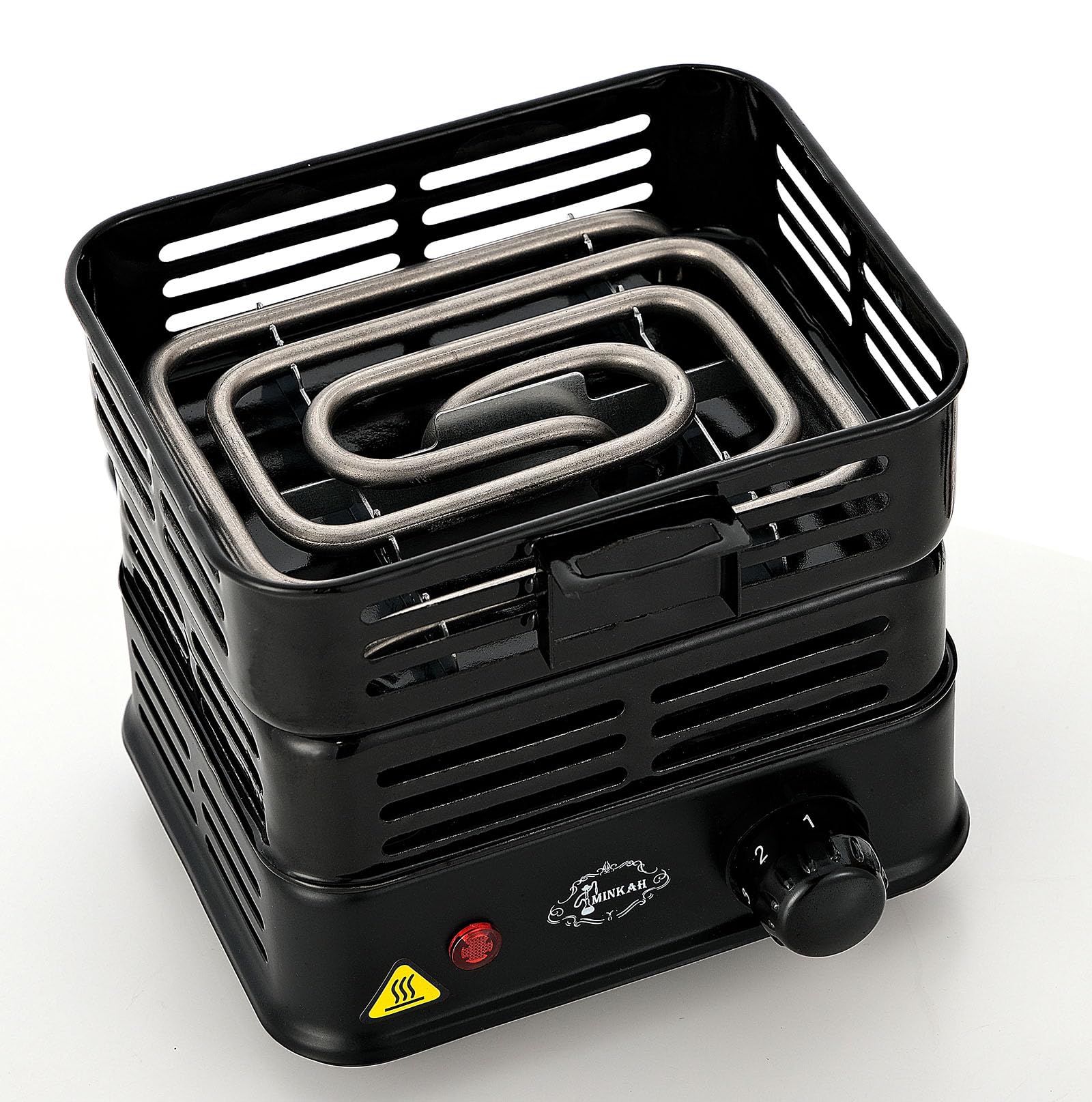minkah coal starter heating coconut coals demonstrating quick, even glowing benefit