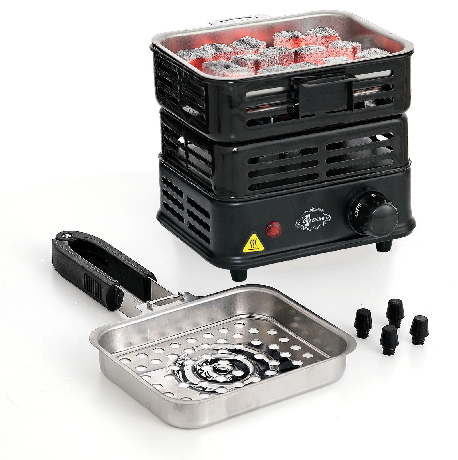 minkah front view of coal burner showing compact design and quick ignition benefit