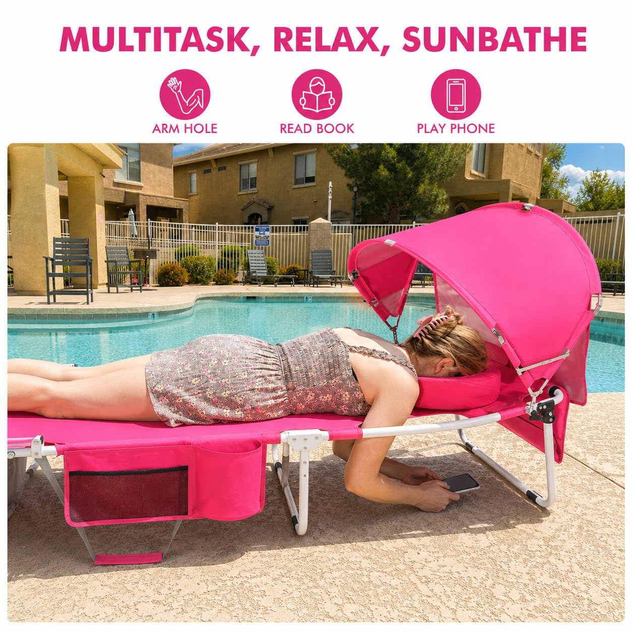 Minndudu canopy angled to show UPF 50+ shade and sun protection benefit