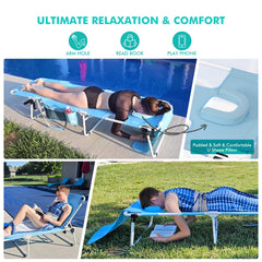 Minndudu padded face area and adjustable pillow for pressure-free lounging