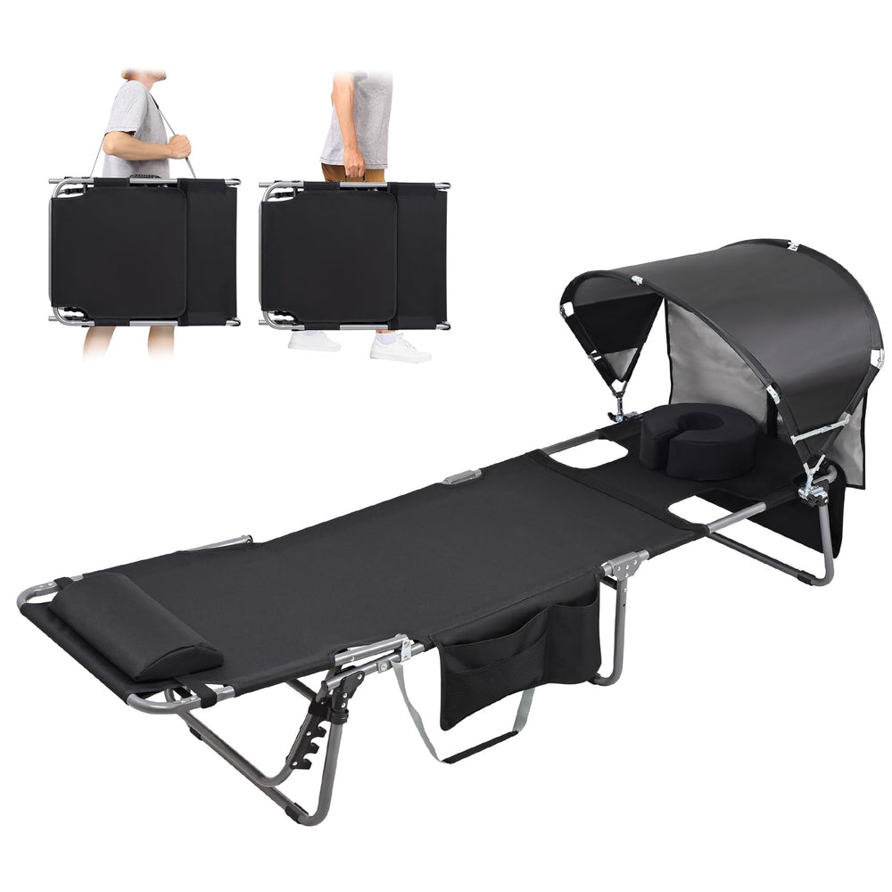 Minndudu front view of open lounger showing wide frame and comfort benefits