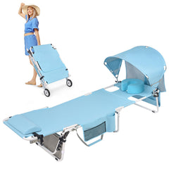 Minndudu front view folded and set up showing portability and comfort