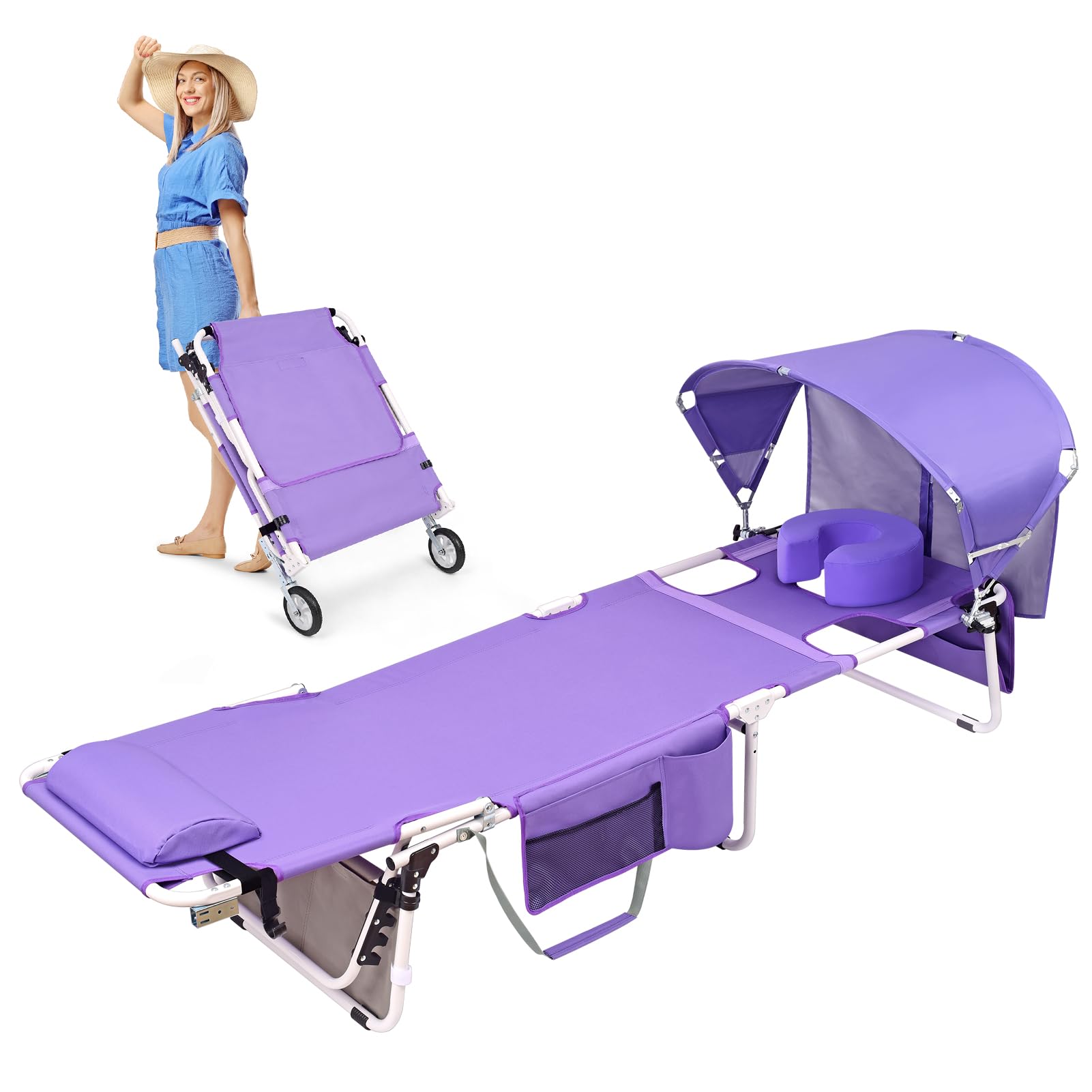 Minndudu front view folded chair showing compact portability and easy storage