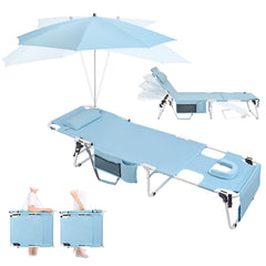 Minndudu front view with umbrella showing wide shade and sun protection