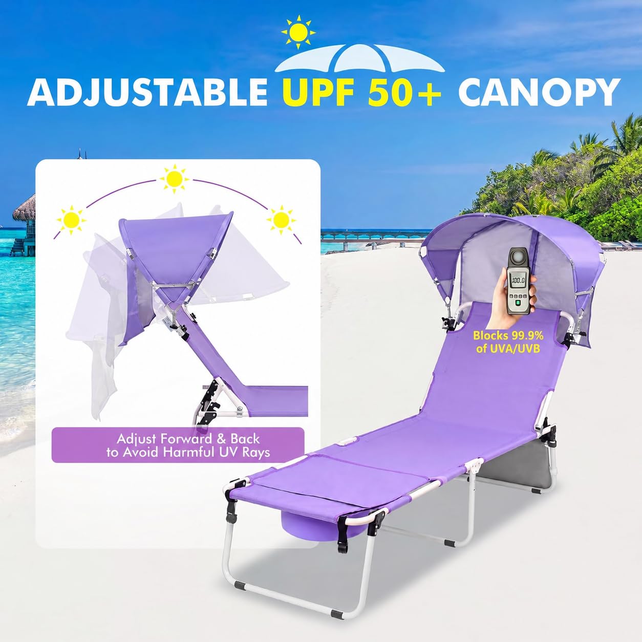 Minndudu lounge in use on beach offering shade and relaxed tanning